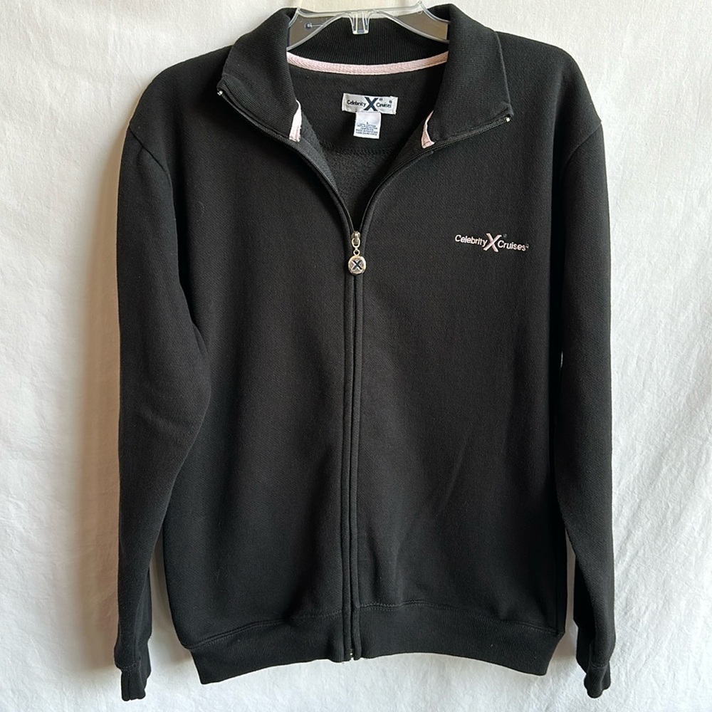 Celebrity Cruises black zip-up sweatshirt, size L